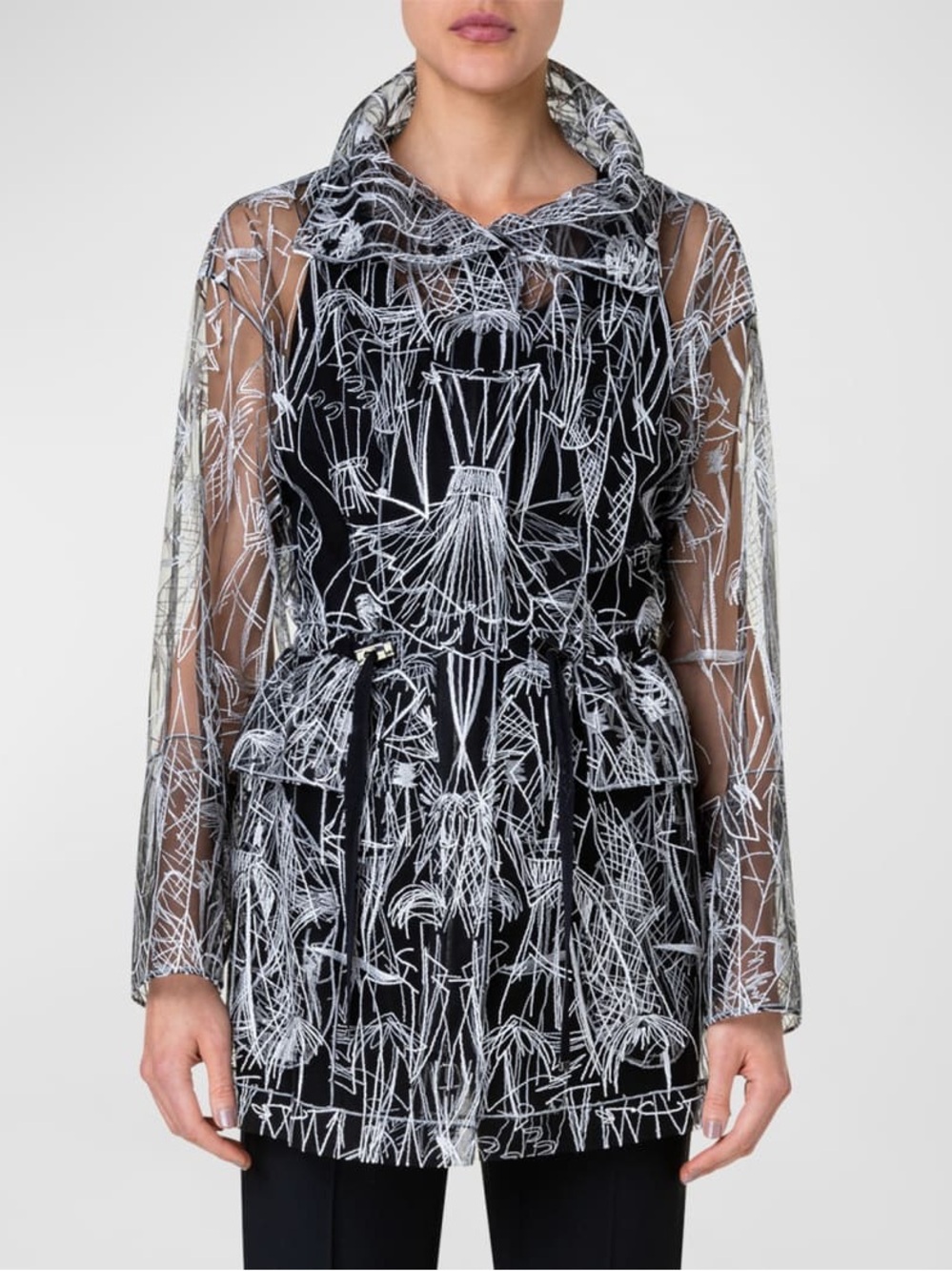Akris New Valdemire Croquis Embroidered Parka Jacket Size US 8 $2,990.00 - Picture 2 of 16